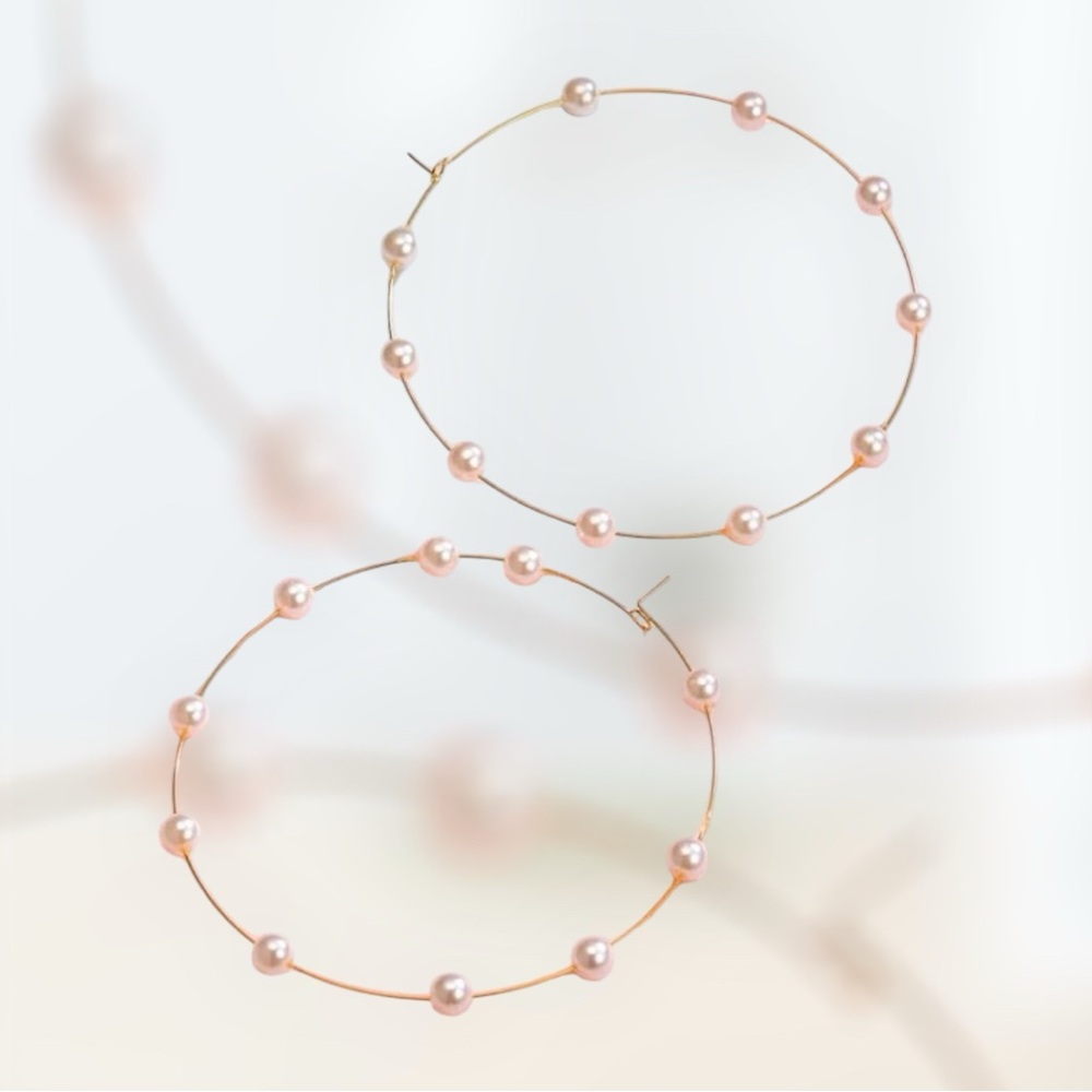 Elegant Gold Pearl Hoop Earrings